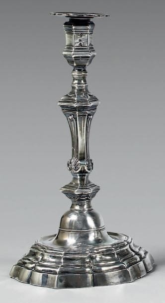 Bougeoir en argent monté à l'électricité,...