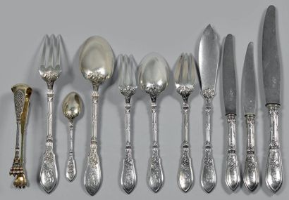 Ménagère en argent 950 millièmes à décor...