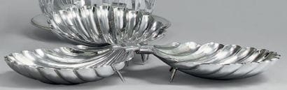 Ensemble de trois coupes en forme de coquilles...