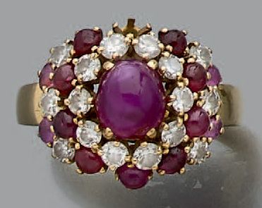 Bague en or jaune 750 millièmes ornée de...