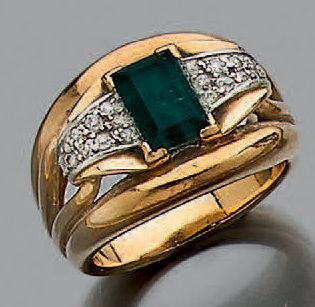Bague deux corps en or jaune 750 millièmes...