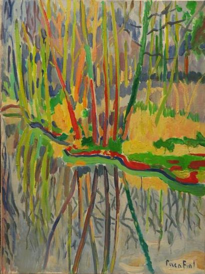 Paco FIOL (1939)
Reflet des arbres dans l?eau,...