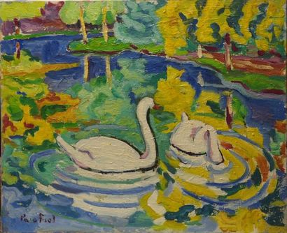 Paco FIOL (1939)
Cygnes sur l?étang, 1973...