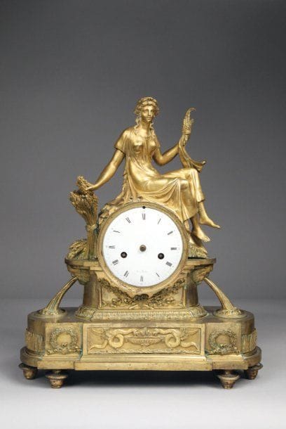 Pendule en bronze doré et ciselé « Cérès...
