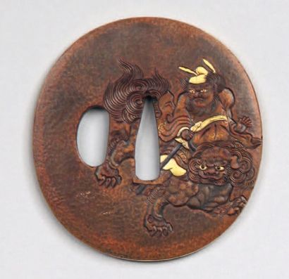 Tsuba nagamaru gata en suaka avec mimi doré,...