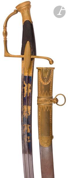 Light cavalry officer's sword.
 Ebony checkered...