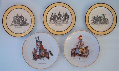 Set of 5 plates: 
- 2 plates signed Conrad...