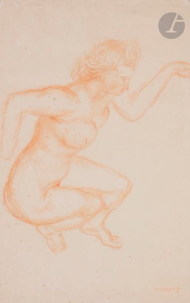 Charles MALFRAY (1887-1940)
Nu agenouillé
Sanguine.
Signée...
