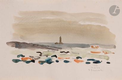 Pierre PRUVOST (1921-2008)
Sein, le phare
Aquarelle.
Signée,...