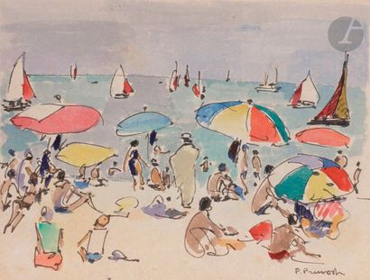 Pierre PRUVOST (1921-2008)
Foule sur la plage
Encre...