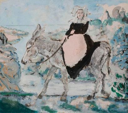 Max JACOB (1876-1944)
Bretonne sur son âne
Gouache...