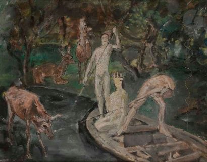 Max JACOB (1876-1944)
La Reine prisonnière
Gouache.
Signée...