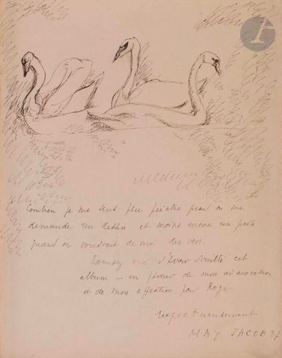 Max JACOB (1876-1944)
Les Trois cygnes, 1937
Encre.
Signée...