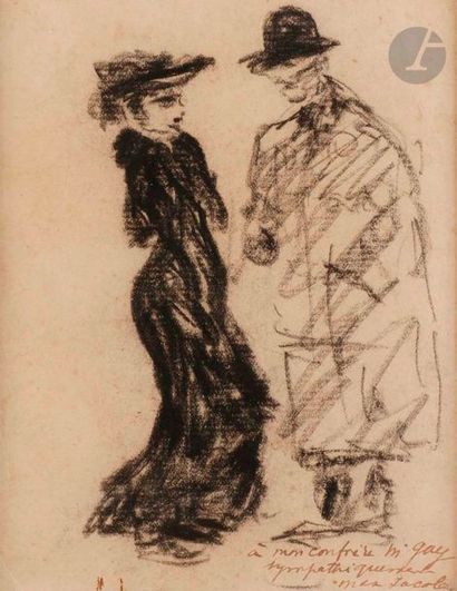 Max JACOB (1876-1944)
La Rencontre
Fusain.
Signé...