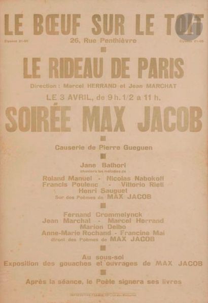 Max JACOB (1876-1944)
Le Bœuf sur le toit...