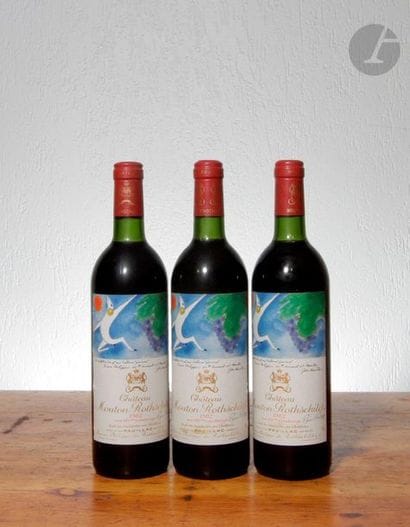 3 B CHÂTEAU MOUTON ROTHSCHILD (B.G.-; e.l.s.),...