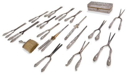A stunning collection of sixteen silver curling...