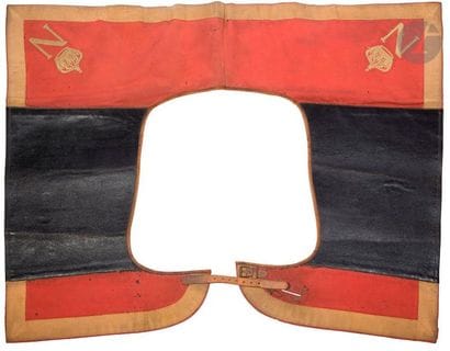Rare tapis de selle de Cent-garde en maroquin...