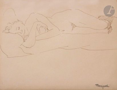 Albert MARQUET (1875-1947)
Nu endormi
Encre.
Porte...