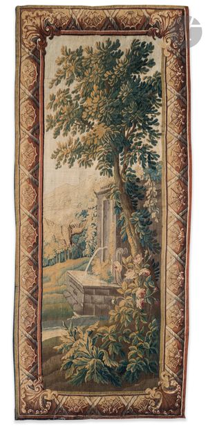Tapisserie d’Aubusson en laine et soie, doublée,...