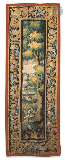 Tapisserie d’Aubusson en laine et soie, doublée,...