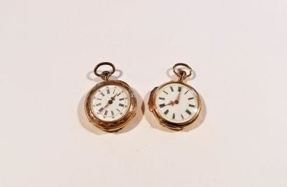 Lot composé de 2 montres de col en or 18K...