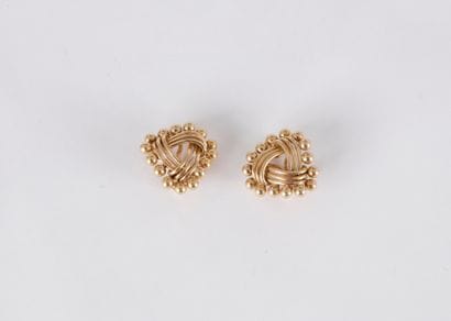 Clips d’oreilles en fils d’or 18K (750) entrecroisés,...