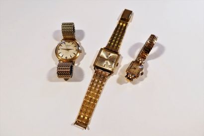 Lot composé de 3 montres bracelet en or 18K...