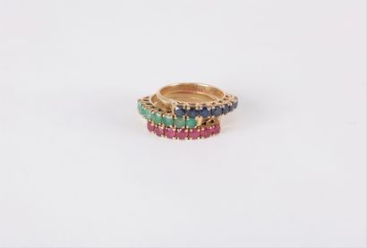 Suite de 3 demi-alliances en or 14K (585),...