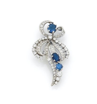 Broche-pendentif gerbe en or 18K (750), orné...