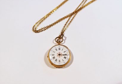 Montre de col en or 18K (750), cadran en...