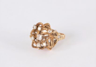Bague en or 14K (585), ornée de pâtes de...