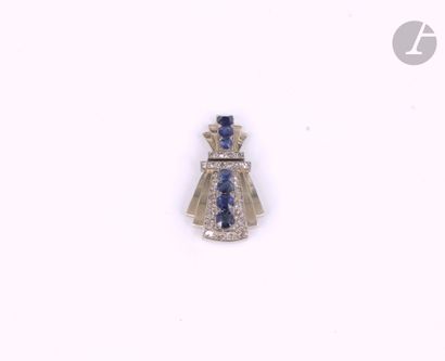 Clip de revers en or gris 18K (750), articulé,...