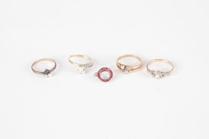 Lot de bijoux en ors jaune et rose 18K (750)...