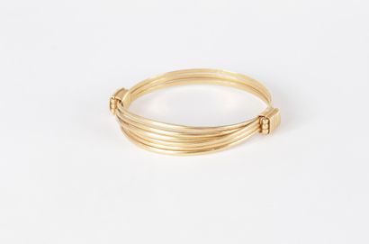 Bracelet en or 18K (750) en joncs plats coulissants.

Poids...