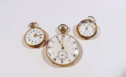 Lot composé de 3 montres de poche en or 8K...