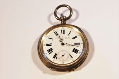 Montre à gousset de type régulateur en argent....