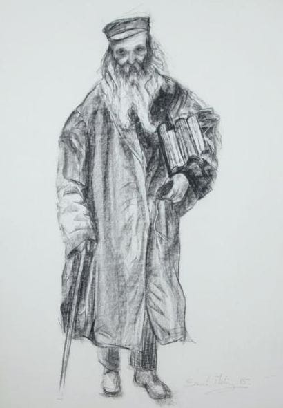 Sarah LANDAU-MINTZ
Le vieux juif, 1985 Fusain....