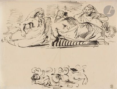 Eugène Delacroix (1798-1863)
Arabes étendus...