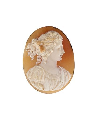 Camée coquille ovale, représentant le profil...