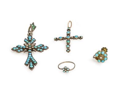 Lot de bijoux en argent ou en or 14K (585)...