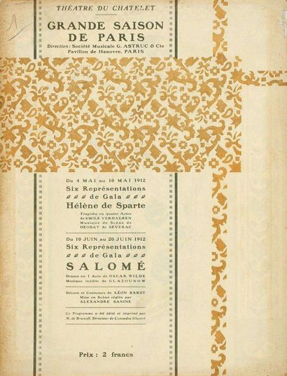 Théâtre du CHÂTELET. Programme de luxe illustré...