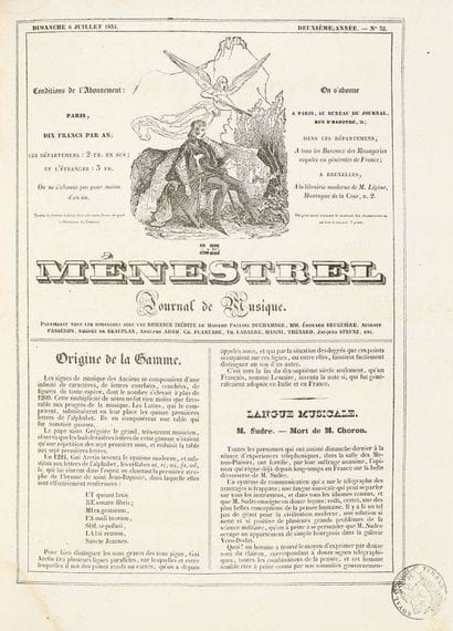 MUSIQUE. Le Ménestrel, journal de musique,...
