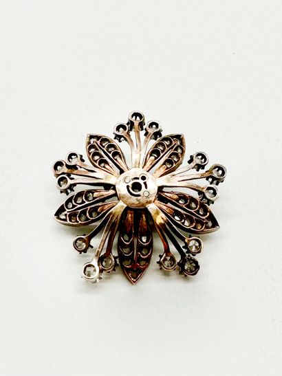 Élément de broche en argent et or 14K (585)...