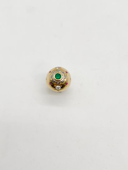 Bague boule en or jaune et gris 18K (750)...