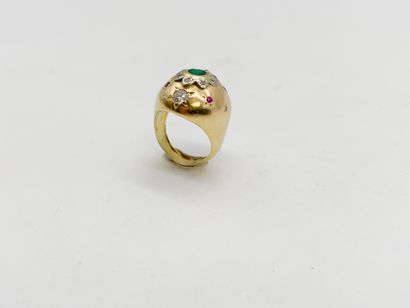 Bague boule en or jaune et gris 18K (750)...