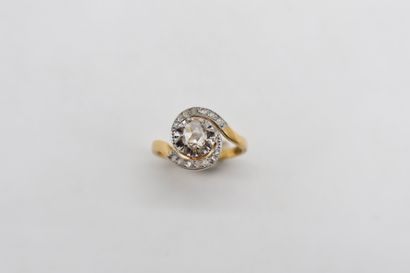 Bague tourbillon en or 18K (750) et platine,...