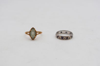Lot de deux bagues en or 18K (750), l'une...