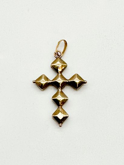 Croix pendentif en or 18K (750), sertie de...