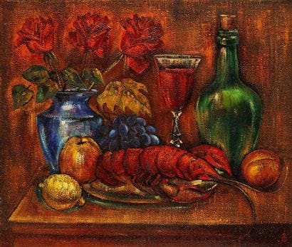 V.A ANISIMOV
Homard et roses, 1994. Huile...